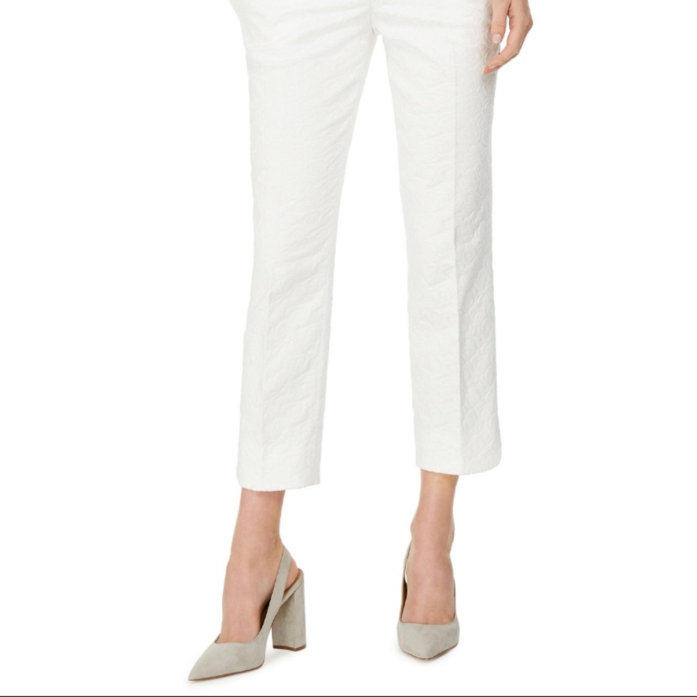 Kasper Floral-Jacquard slim leg ankle pants